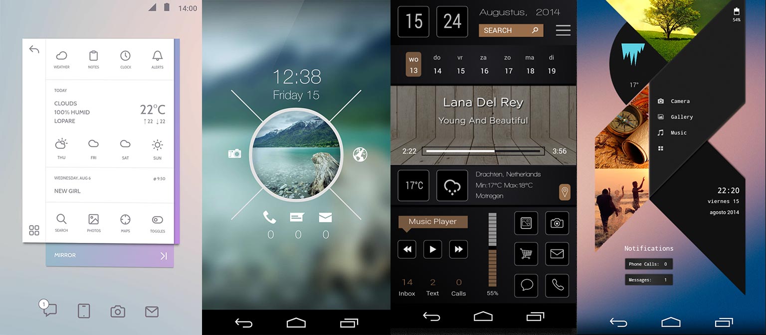Some of the thousands of customised Android homescreens